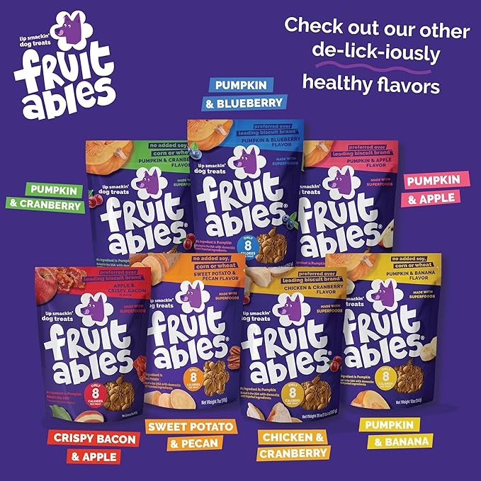 Fruitables Baked Dog Treats, Healthy Pumpkin Treat for Dogs, Low Calorie & Delicious, Free of Wheat, Corn and Soy, Made in The USA, Chicken and Cranberry Flavor, 20 oz