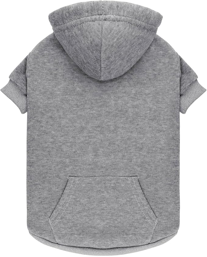 Dog Sweaters for Medium Dogs Dog Hoodie Dog Sweater Solid Soft Brushed Fleece Dog Clothes Dog Hoodie Sweatshirt with Pocket(Grey-M)