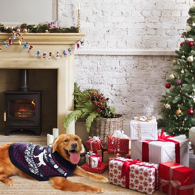 SCENEREAL Dog Sweater for Large Sized Dogs Girl Boy, Turtleneck Pullover Winter Puppy Clothes, Christmas Outfits, Pet Sweatshirt Apparel Knitwear for Golden Retriever, Labrador, Rottweiler, XL