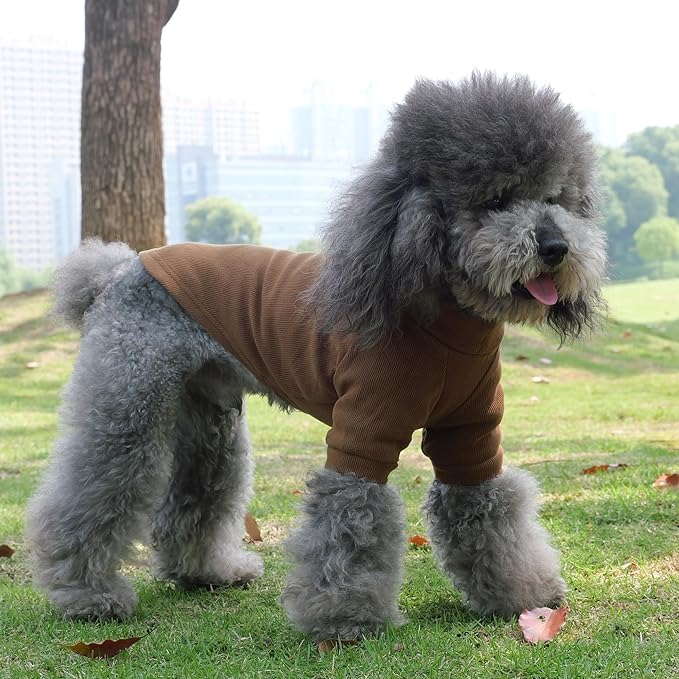 Lovelonglong Ribbed Dog T-Shirt Cotton Knitted Dog Sweaters for All Season Pet T-Shirts for Large Medium Small Dogs Coffee XL