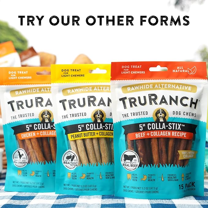 TRURANCH Large Pork Skin Rolls - Smoked Collagen Rolls - Collagen Chews for Dogs - Real Pork Skin - Rawhide Alternative - Easy to Digest Treat, 1 Bag, 3 Count