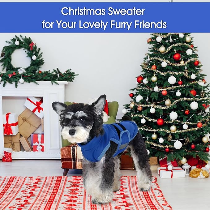 IDOMIK Warm Fleece Dog Sweater for Large Dogs,Soft Winter Dog Fleece Jacket Coat for Fall Cold Weather,Adjustable Fleeced Vest with Reflective Strips,Pullover Pet Sweatshirt for Girl Boy Dogs,Blue,3XL