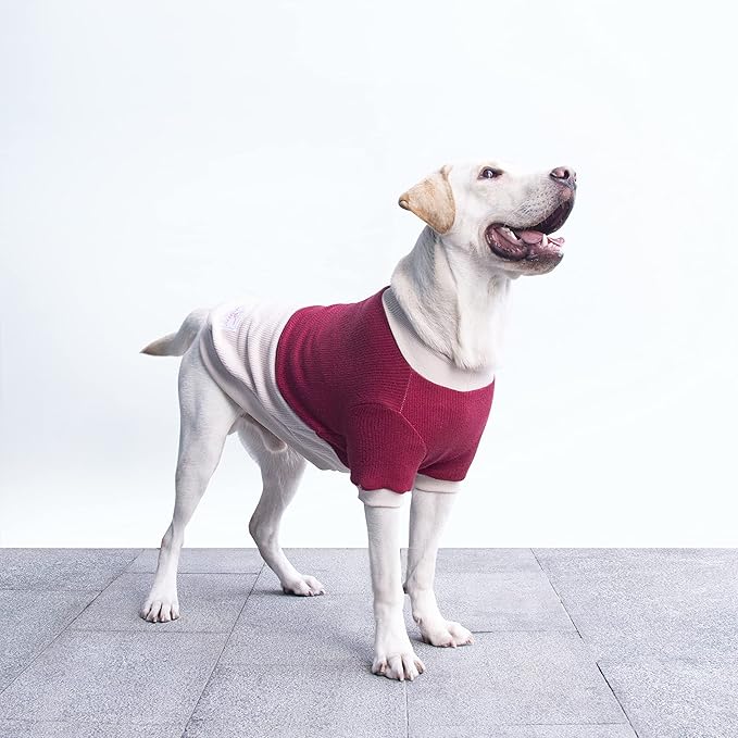Extra Large Dog Sweaters Warm Clothes Pullover Sweatshirts for Labrador Rottweiler Great Dane, Dark Red Beige, 6X-Large