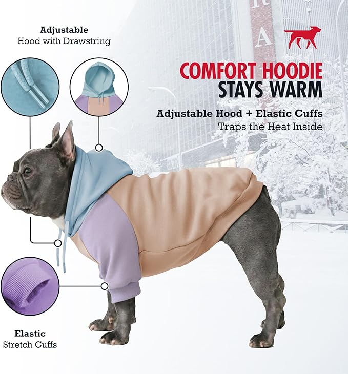 Tuff Pupper Dog Hoodie | Premium Quality 100% Organic Cotton | Ultra Soft Interior for Superior Comfort | Elastic Cuffs & Drawstring for Warmth | Stretch Fit Suitable for All Breeds (Pastel, XS)