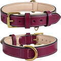 Leather Dog Collar | Leather Collar for Large Dogs, 1.25 Inch Wide Dog Collar Pink | Genuine, Full Grain, Heavy Duty, Comfortable, Soft Padding (Large (Fit Neck Size 18.5"-22.5"), Dark Pink)