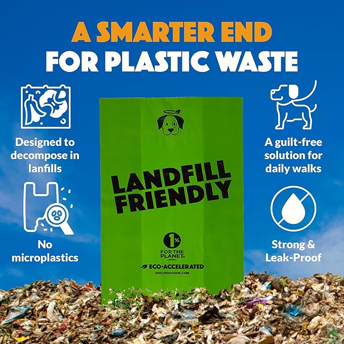 Doggy Do Good Landfill-Friendly Poop Bags | Dog Waste Bags Made with 50% Recycled Plastic + 15% Biobased Material | Unscented, Thick, Leak-Proof, Easy Open | Standard Size | 200 Count Grab & Go