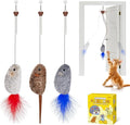 Potaroma Hanging Cat Mice Toys 3 Pcs with Squeaky Sound, Interactive Cat Teaser Retractable, Cat Toys Indoor Kitten Play Chase Exercise, Mental Physical Stimulation
