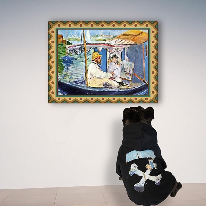 ChoChoCho Woof Dog Hoodie, Designer Dog Hoodies for Small Medium Large Breeds, Art Collection Dog Sweatshirts, Street Drawstring Hoodies Outfit Clothes for Puppy Puppies (5XL, Monet Painting)