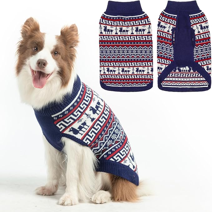 SCENEREAL Turtleneck Dog Sweater for Small Medium Large Dogs Girls Boys, Knit Pet Pullover Puppy Clothes Cold Weather Coats, Holiday Outfits Sweatshirt for Christmas, Navy ML