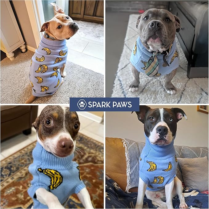 Spark Paws Knit Dog Sweater – Ultra Soft Warm Winter Dog Sweater for Small, Medium & Large Dogs – Stretch Fit Pet Sweater for French Bulldog, Pitbull, Girl & Boy Dogs Jacket, (Banana,4XL)