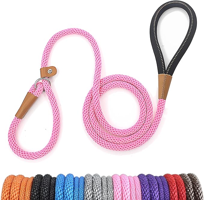 lynxking 8 FT Dog Leash Slip Lead 2 Pack Strong Heavy Duty Braided Dog Training Leash No Pull Training Lead Leashes for Medium Large and Small Dogs