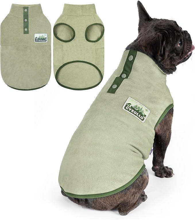 cyeollo Fleece Dog Sweater, Turtleneck Stretchy Sweatshirt Pullover Fleece Jacket Warm Winter Fall Dog Clothes for Medium Dogs Boy Pet Apparel, Green XL