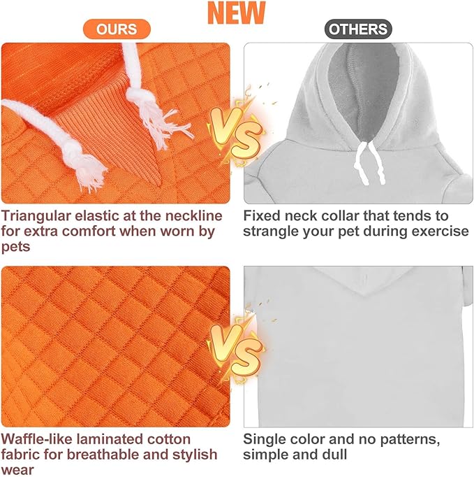 BEAUTYZOO Dog Sweaters for Large Dogs Girls Boys, Warm Winter Dog Hoodie Sweatshirt with Pocket & Leash Hole,Soft Waffle-Like Laminated Cotton Pet Clothes for Big Breeds Indoor Outdoor Cold Weather