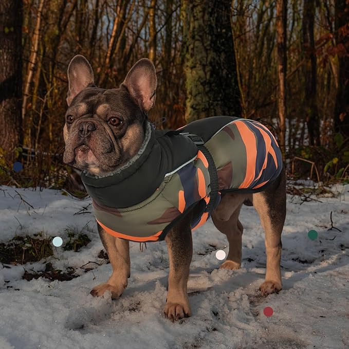 IECOii Extra Warm Dog Coat - Reflective Adjustable Jacket for Cold Weather, Soft Fleece Turtleneck Winter Coat for Small to Extra Large Dogs