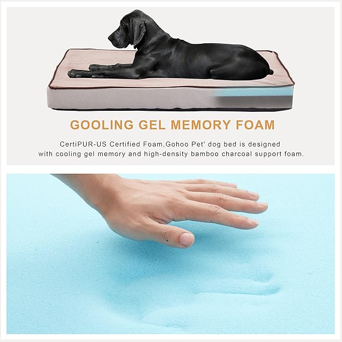 Orthopedic Memory Foam Dog Bed, Cooling Dog Beds for Extra Large Dogs -Waterproof Pet Bed for Crate with Removable Washable Cover, XXL(47inch,110Lbs)