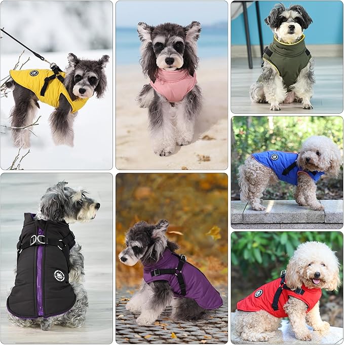 Norbi Pet Warm Jacket Small Dog Vest Harness Puppy Winter 2 in 1 Outfit Cold Weather Coat XS