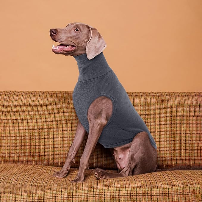 ROZKITCH Dog Sweaters Soft Fleece Pullover Sweatshirt Pajamas, Turtleneck Warm Pet Cold Weather Jacket Stretchy Vest Jumpsuit Apparel Outfit Clothes for Small Medium Large Dogs Walking Sleep Grey 2XL