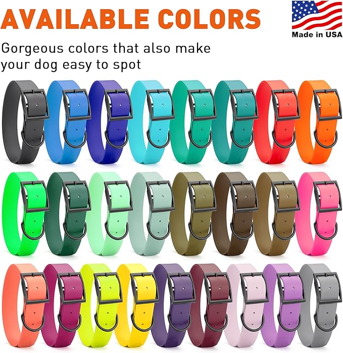 Dogline Biothane Waterproof Dog Collar Strong Coated Nylon Webbing with Black Hardware Odor- Proof for Easy Care Easy to Clean High Performance Fits Small Medium or Large Dogs, Amethyst Purple