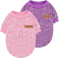 2 Pieces Pet Dog Classic Knitwear Sweater, Fleece Coat for Small,Medium Dogs,Warm Pet Dog Cat Clothes,Soft Puppy Customes for Chihuahua Yorkshire Tzu (Pink Purple,M)