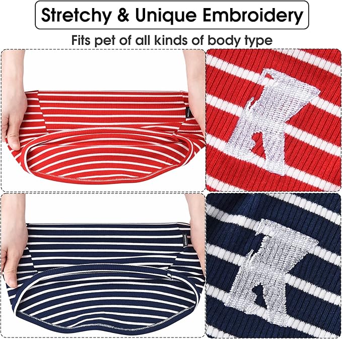 Koneseve Dog Shirt Vest Lightweight Stretchy Dog T-Shirts Soft Cool Sleeveless Stripe Vests Breathable Clothes for Puppy Kitty Cats Small Medium Large Dogs 2 Pack Red + Blue [L/Large]