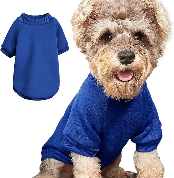 Puppy Sweater for Small Dogs Clothes Warm Winter Cat Clothe Pet Sweatshirt Knitwear Doggie Kitten Clothing, Blue, XX-Small