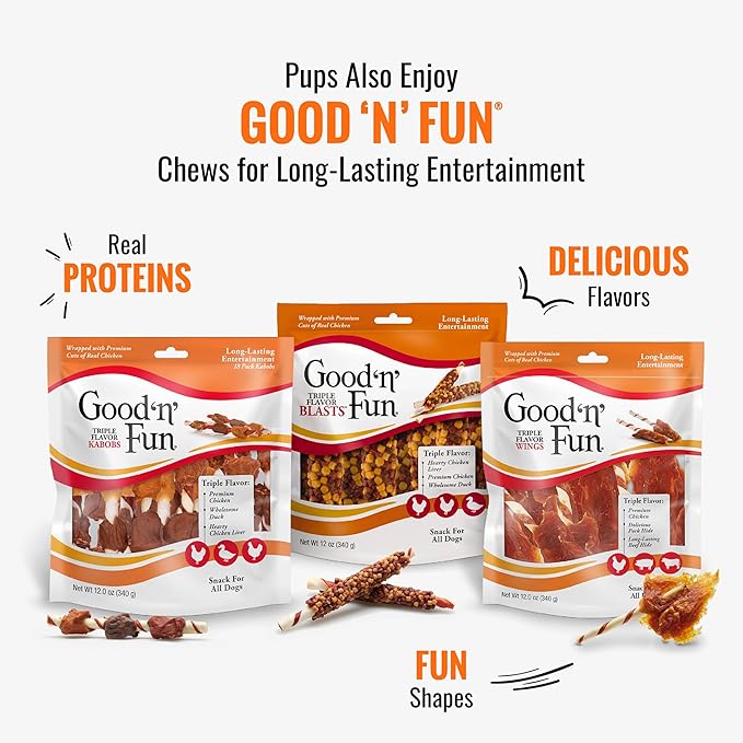 Good 'n' Tasty Triple Flavor Puree Mix-Ins Dog Food Topper Treats for All Dogs, 7 Count, Easy Single-Serve Portions, Added Protein with Tuna, Chicken and Duck