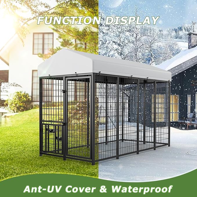 ROOMTEC Large Dog Kennel Outdoor Pet Pens Dogs Run (8 x 4 x5.6-ft)