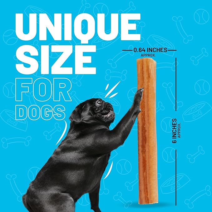 Sitka Farms Bully Sticks - Long Lasting Natural Chew Treats for Dogs (6 Inch, 10 Count)