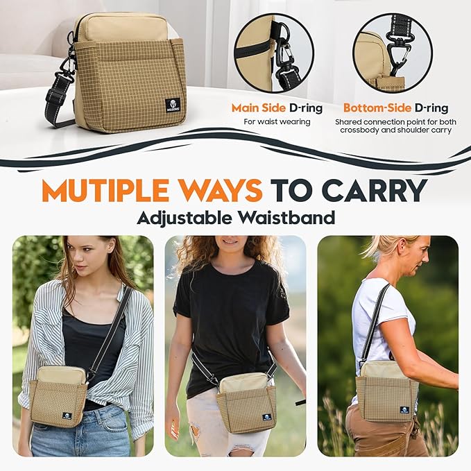 Large Capacity Dog Treat Pouch –Training Treat Bag with Magnetic Pocket, Built-in Poop Bag Holder, Clicker & Collapsible Bowl, Hands-Free Dog Walking Bag for Walking & Puppy Training - Khaki