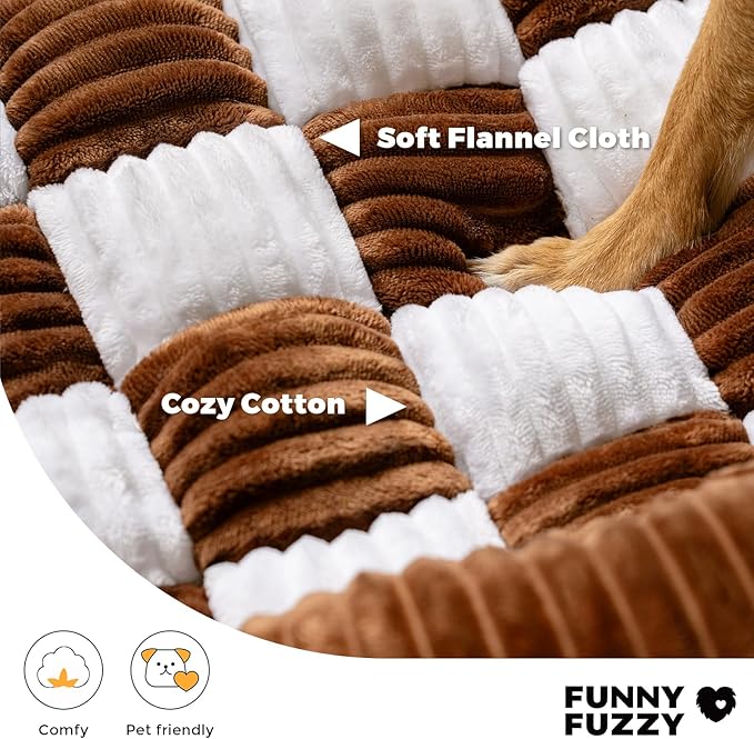 FUNNY FUZZY Pet Couch Covers for Sofa, Dog Couch Bed for Furniture Protector, Pet Bed Mat, Couch Cover for Dogs Washable with Non Slip, Small, Brown