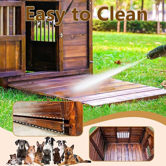 Waterproof Dog Houses for Large Dogs Outside with Door and Window, Luxury Dog House Outdoor, Sturdy Pet House for All Seasons and All Weather, 5XL