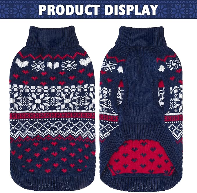 SCENEREAL Dog Sweaters for Large Medium Small Dogs, Soft, Warm Turtleneck Puppy Clothes Sweatshirt, Knitted Ugly Dog Christmas Outfits, Argyle Xmas Pet Cold Weather Coat for Girls Boys