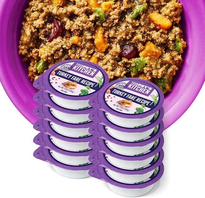 Your Pet's Kitchen Wet Dog Food Cups, Turkey Fare Recipe - 3.5 oz Cups (Pack of 12), Made in The USA with Real Turkey