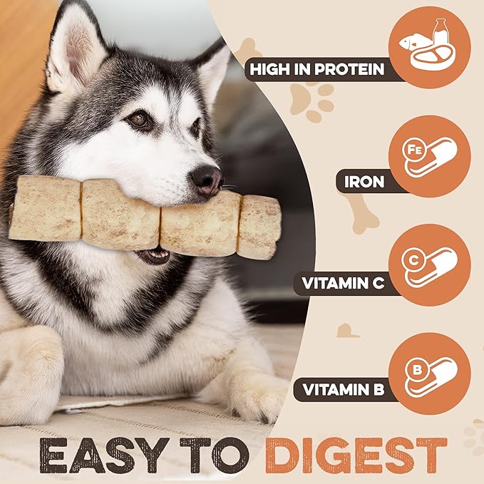 Premium Beef Cheek Rolls for Dogs 10-12" - (3-Pack), Peanut Butter Flavored Long Lasting, Safe & Natural Rawhide Alternative Chews, Ideal for Large Dogs & Aggressive Chewers, Supports Dental Health