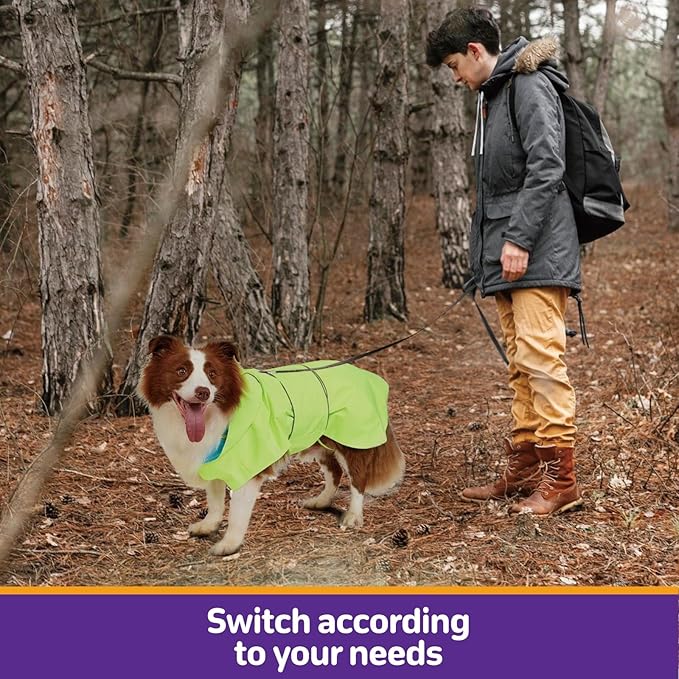 Dog Raincoat Reversible, Single Side Slicker Poncho Adjustable Waterproof Dog Rain Jacket with Leash Hole/Reflective Stripe Hooded Snowproof Windproof Clothes for Small to 3X-Large Dogs, 3XL
