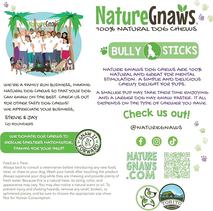 Nature Gnaws Extra Thin Bully Sticks for Small Dogs 5-6" (50 Count) - Long Lasting for Light Chewers and Puppies - Natural Beef Dog Chew Bone