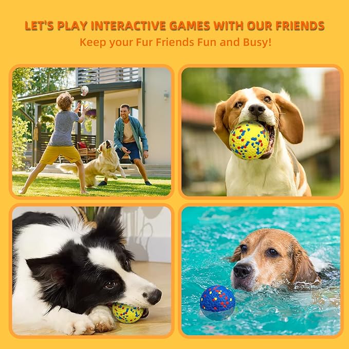[4 Pack]E-TPU Dog Balls, 3.15'' Indestructible Tennis Balls for Dogs, Durable Bouncy Dog Toys for Aggressive Chewers, Teething Cleaning Chew Toys, Water Toy Fetch Ball for Large Medium Dog and Puppies