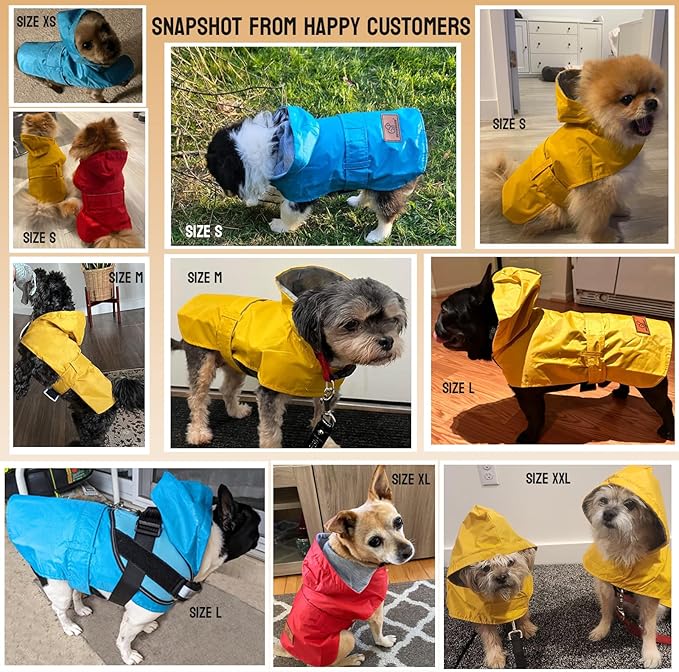 Dog Raincoat Dog Rain Jacket Poncho Waterproof Pet Rain Suit Double Layer Breathable Lining Hooded Leash Hole Adjustable Puppy Small Medium Dogs,Red,L