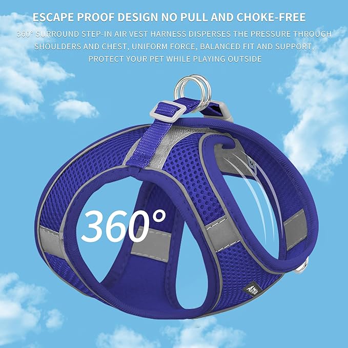 AIITLE Easy Walk Dog Harness and Leash Set - Pet Supply No Pull, Step in Adjustable Pet Harnesses with Padded Vest for Summer, No Choke Over, Easy to Put on Medium Dogs Royal Blue L