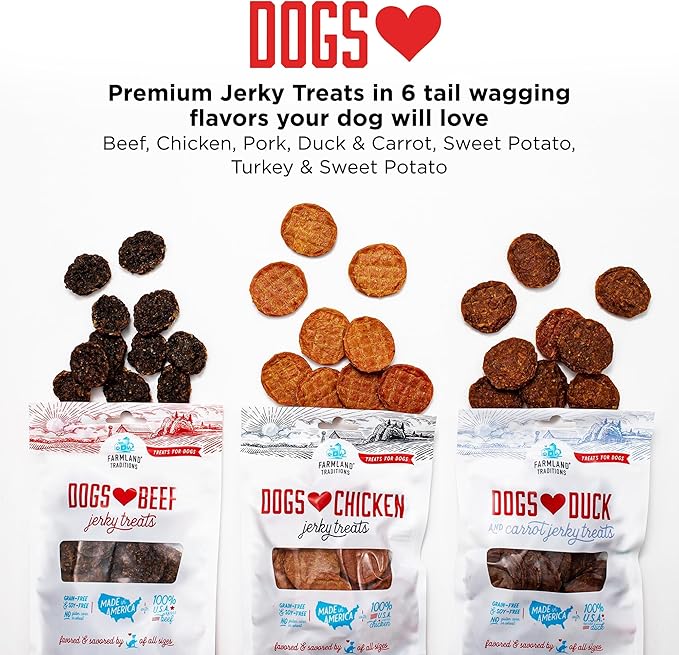 Farmland Traditions Filler Free Dogs Love Duck & Carrot Premium Jerky Treats. (5 oz)