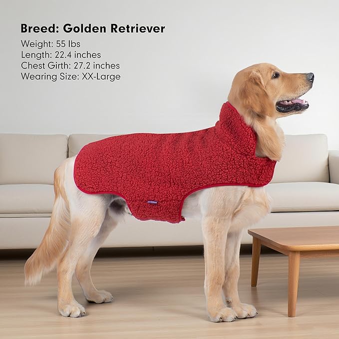 cyeollo Small Dog Coat, Sherpa Dog Winter Coat Reversible Fleece Doggie Jackets Doggy Sweater for Small Dogs Male with Leash Hole, Soft Cold Weather Pet Clothes, Buffalo Plaid M