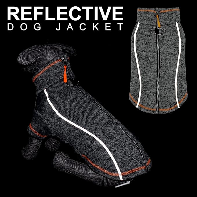 cyeollo Dog Jacket Fleece Jackets with Reflective Strip and Dual D Ring Zipper Winter Coats for Small Dog Clothes Pet Clothes Apparel