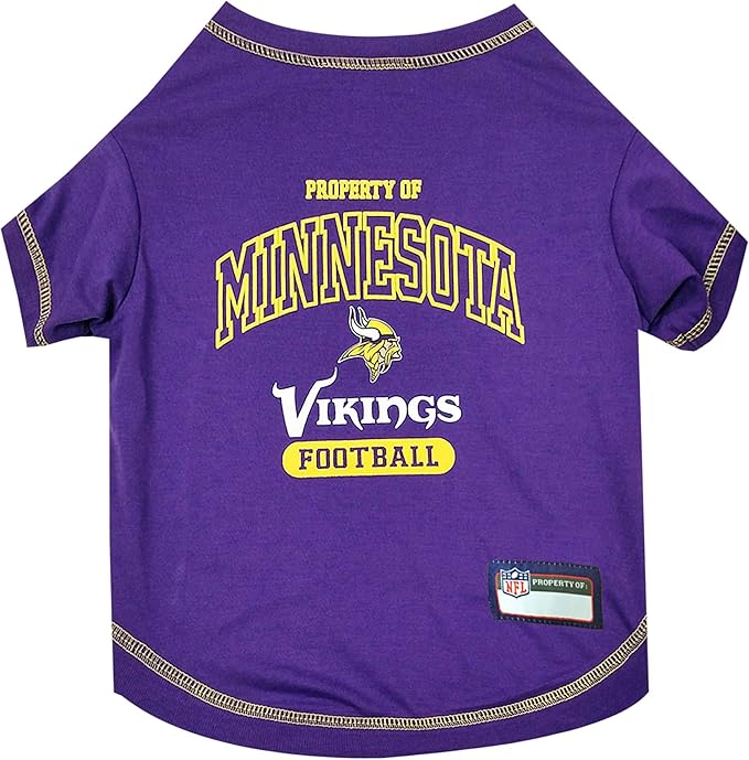 NFL Minnesota Vikings Dog T-shirt X-Small. - Licensed Shirt for Pets Team Colored with Team Logos- Premium Stretchable Materials for the comfort of your Dog & Cat