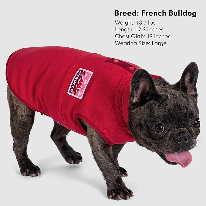 cyeollo Fleece Dog Sweater, Turtleneck Dog Sweatshirt Stretchy Pullover Fleece Vest Warm Winter Fall Clothes for Small Dogs Boy Girl Puppy Pet Apparel, Red S