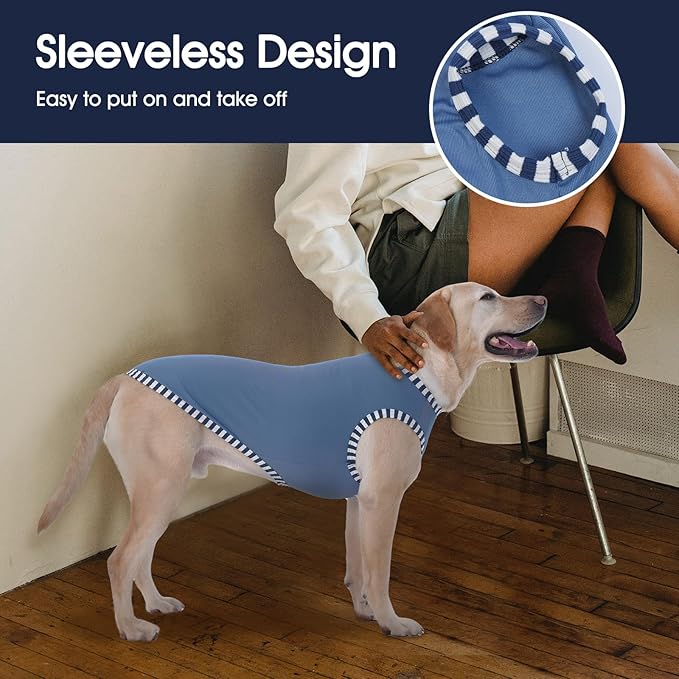 IECOii 2 Pack Dog Shirt for Large Dogs | Pullover T-Shirts, Sun Protection in Outdoor, Sleeveless Tank Top for Large Breeds, Grey+Blue, 3XL
