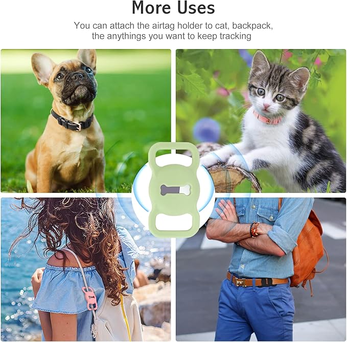 WHIPPY Airtag Leather Dog Collar GPS Tracker Air Tag Puppy Collar Adjustable Soft Leather Padded Dog Collar with Airtag Holder Case for Small Medium Large Dog Pet Backpack,Green