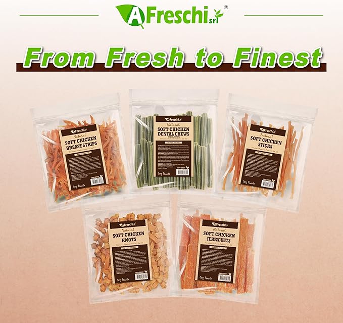 Afreschi Natural Soft Chicken Knots 16 oz, Dog Treats, All Natural, Hypoallergenic & Grain-Free, High-Protein, Healthy & Easily Digestible, Soft Texture