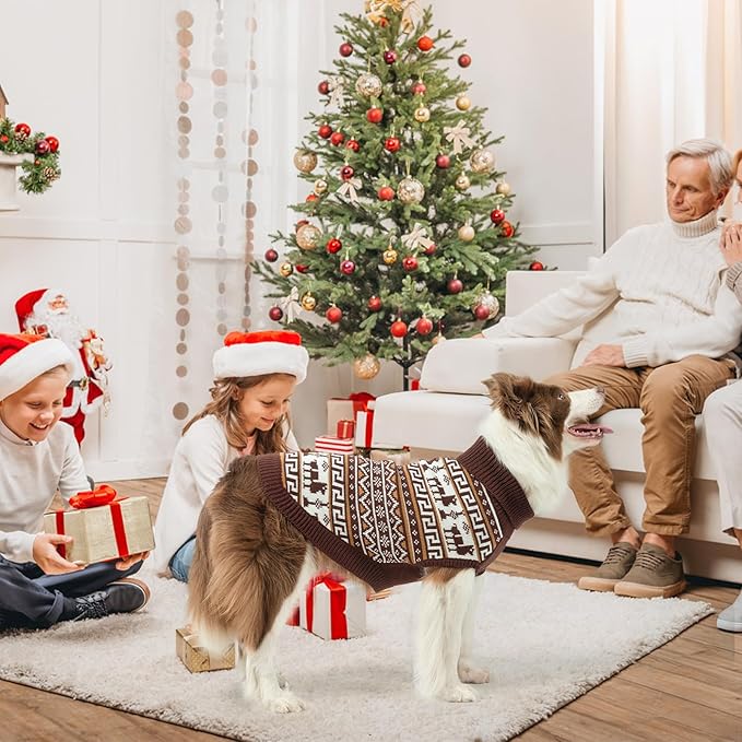 SCENEREAL Turtleneck Dog Sweater for Small Medium Large Dogs Girls Boys, Knit Pet Pullover Puppy Clothes Cold Weather Coats, Holiday Outfits Sweatshirt for Christmas, Khaki M