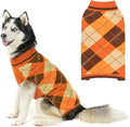 KOOLTAIL Fall Dog Sweater Pet Knitted Clothes - Thanksgiving Classic Plaid Pullover Turtleneck Dog Sweaters with Leash Hole, Thick Cold Weather Pet Outfits for Small Medium Large Dogs Cats Puppy, ML