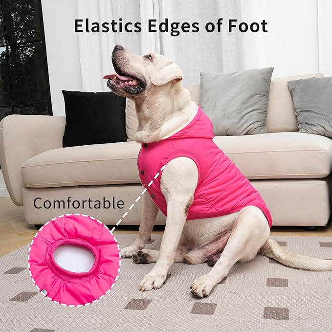 Fleece Lining Extra Warm Dog Hoodie in Winter,Small Dog Jacket Puppy Coats with Hooded Pink S